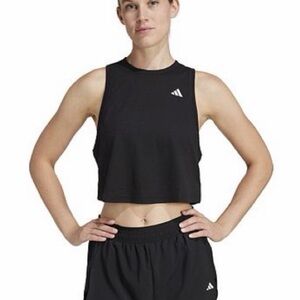 NEW w/Tags adidas Black Cropped Muscle Tank with White Logo